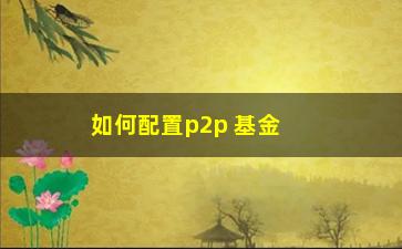 “如何配置p2p